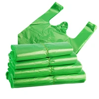 100pcspack green plastic bag supermarket carry out bag disposable vest bag with handle kitchen living room clean food packaging