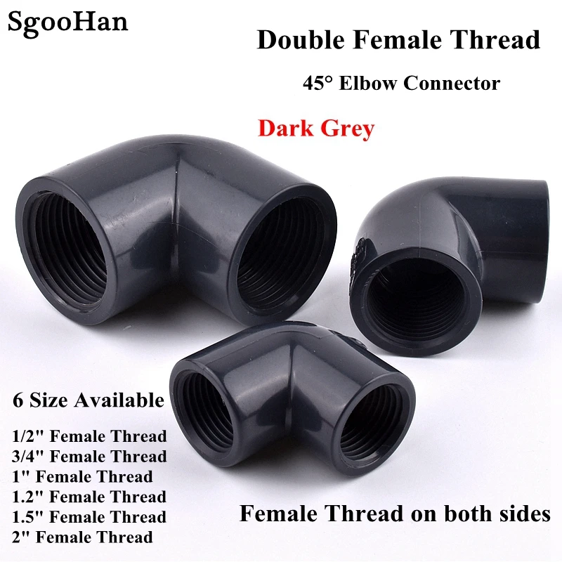 

1/2"~2" Female Thread 90° Elbow Connector Planting Frame Plastic Joint Dark Grey UPVC Pipe Elbow Fish Tank Connectors