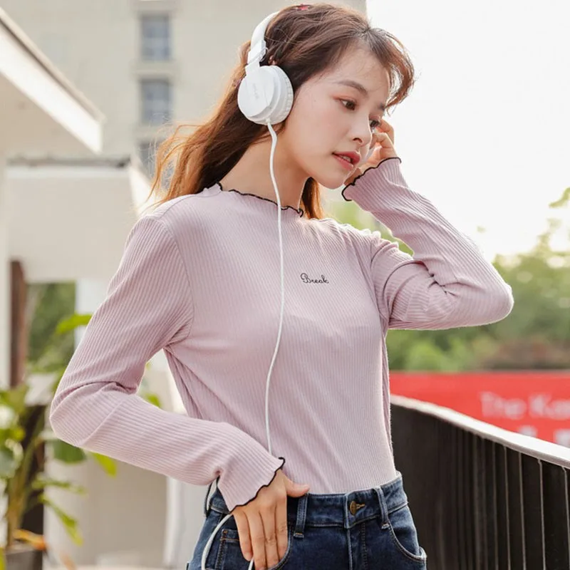 Дикий осенний свитер женский простой теплый длинный рукав милый мультяшный