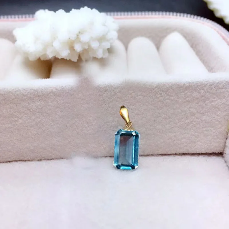 

SHILOVEM 18K желтое Белое золото настоящие натуральные лондонские синие Подвески классические изысканные ювелирные изделия для женщин нет ожер...