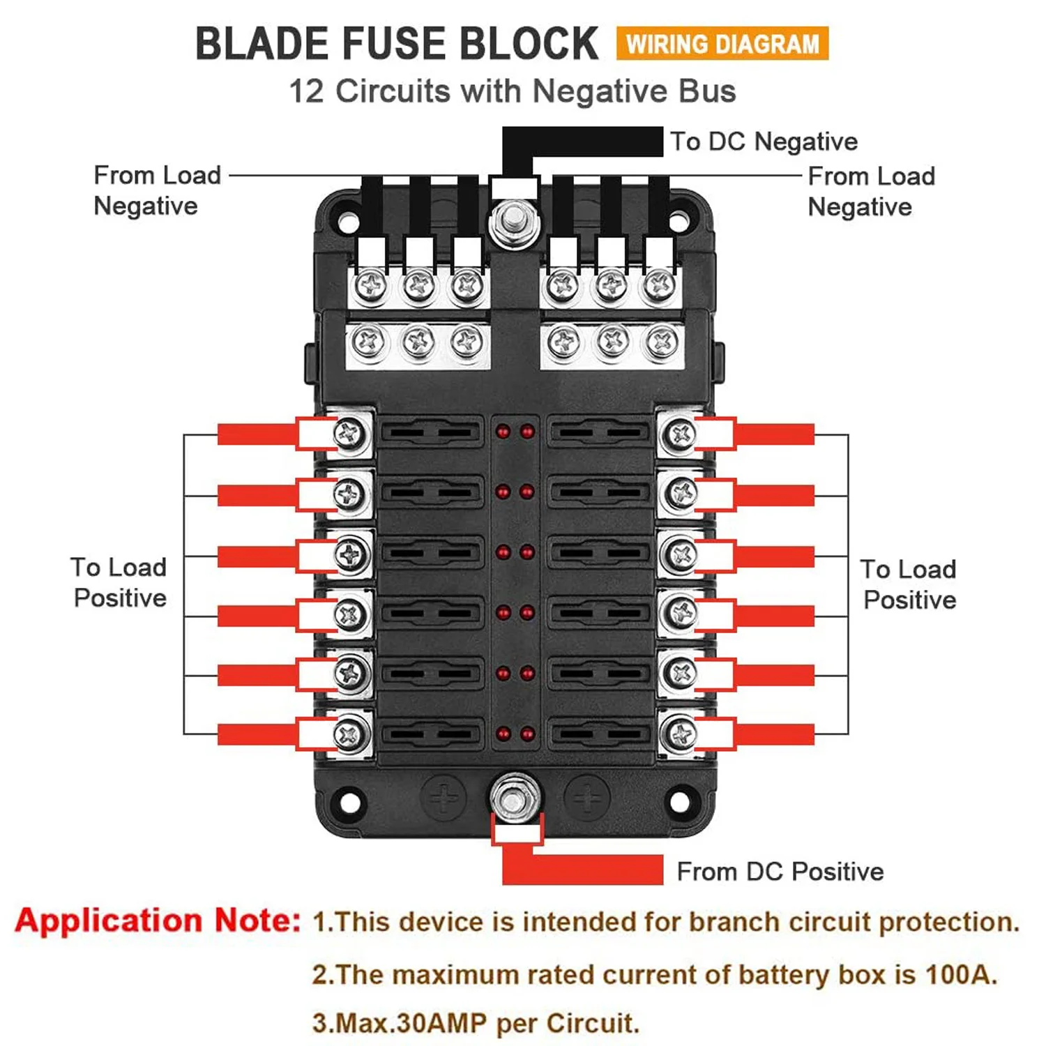 32V Car Fuse Box Holder M5 Stud With LED Indicator Light 12 Ways Blade Cover For Auto Boat Marine Trike Pickup Ship | Автомобили и