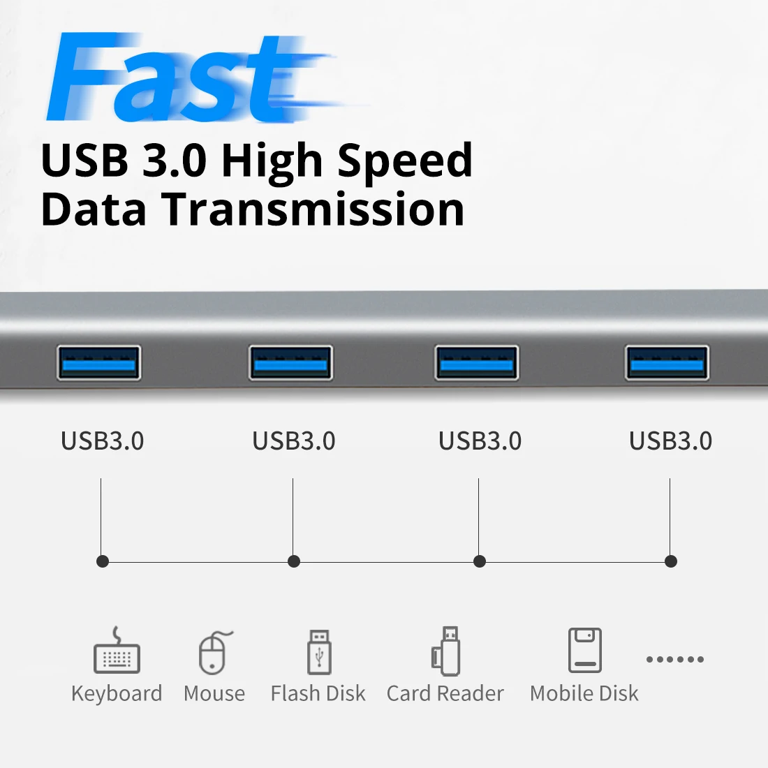 Док-станция Snowkids type C 10в1 USB C PD LAN RJ45 HDMI SD TF USB3.0 Rack Enhancement для MacBook hp Dell huawei Mi samsung