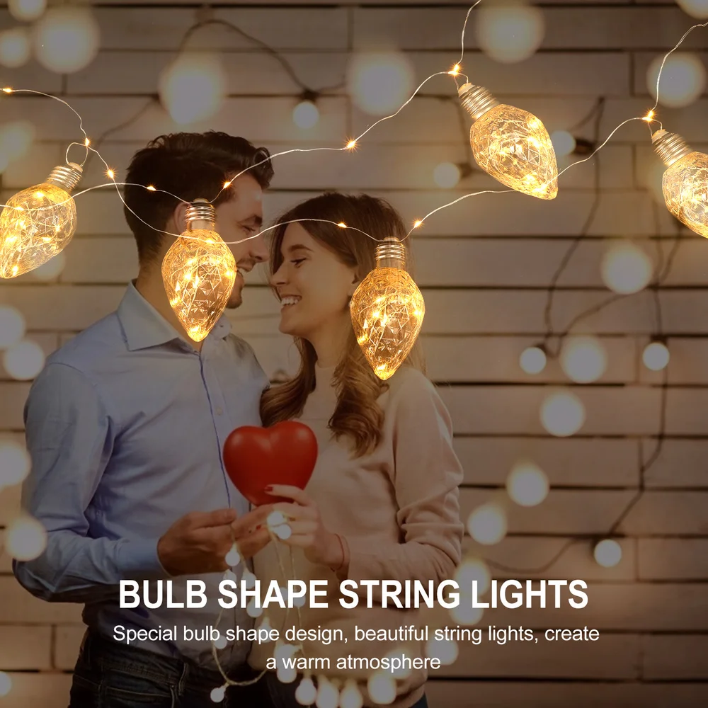 

1 Set Atmosphere Light LED Bulb Shape Light String Holiday Decorative Lamp