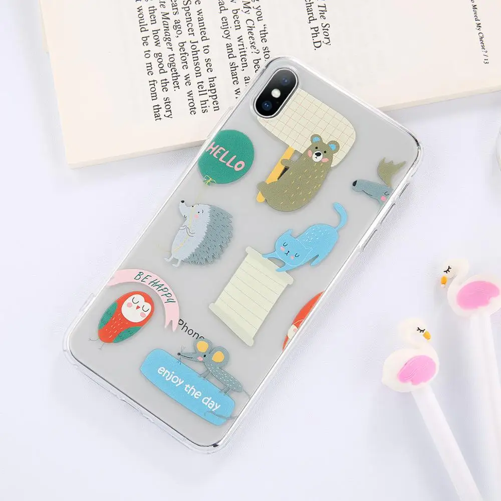 KJOEW на чехол для iPhone X 8 7 6 6s плюс XR XS Max милый мультяшный буквенный животные Ежик 5 5S