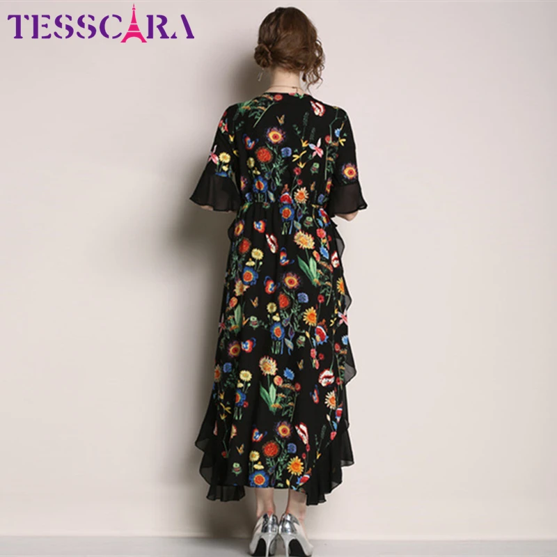 Женское летнее Длинное Элегантное шифоновое платье TESSCARA женское