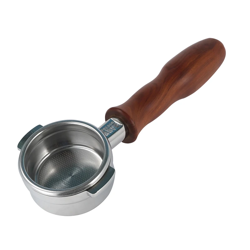 Piezas originales para m&aacute;quina de caf&eacute; ESPRESSO, mango de acero inoxidable, doble ASA, sin fondo, prensa de caf&eacute; de madera s&oacute;lida-5