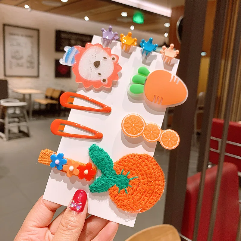 

10PCS/Set New Girls Cute Cartoon Animal Fruits Hair Clips Children Lovely Bow BB Hairpin Headband Fashion Hair Accessories Gift