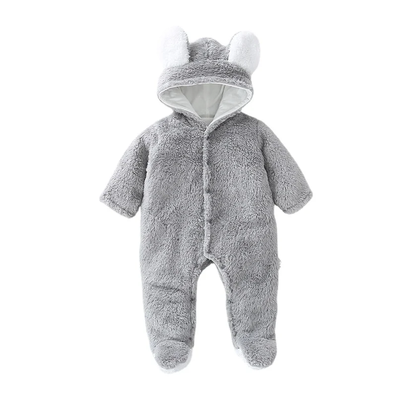 

Baby Girls Romper Winter Warm Outerwears Toddler Jumpsuit Cartoon Velvet Hooded