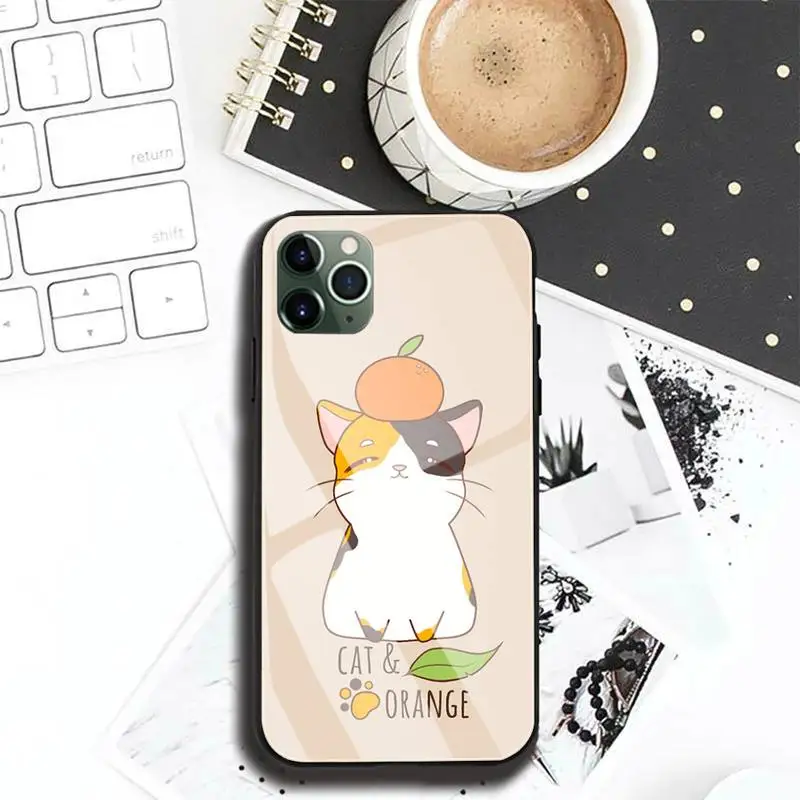 

Cat or Tiger Phone Case For Iphone 11Pro 12Pro MAX XR X 7 8Plus DIY Shockproof Glass Soft Silicone Edge