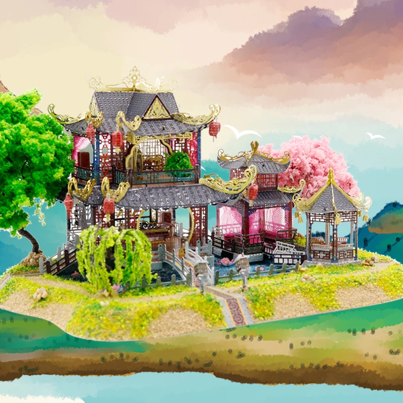 

MMZ MODEL 3D Metal Puzzle IRON STAR J52209 Waterside Pavilion Model Kits DIY Assemble Model Toys for Children Gift Adult