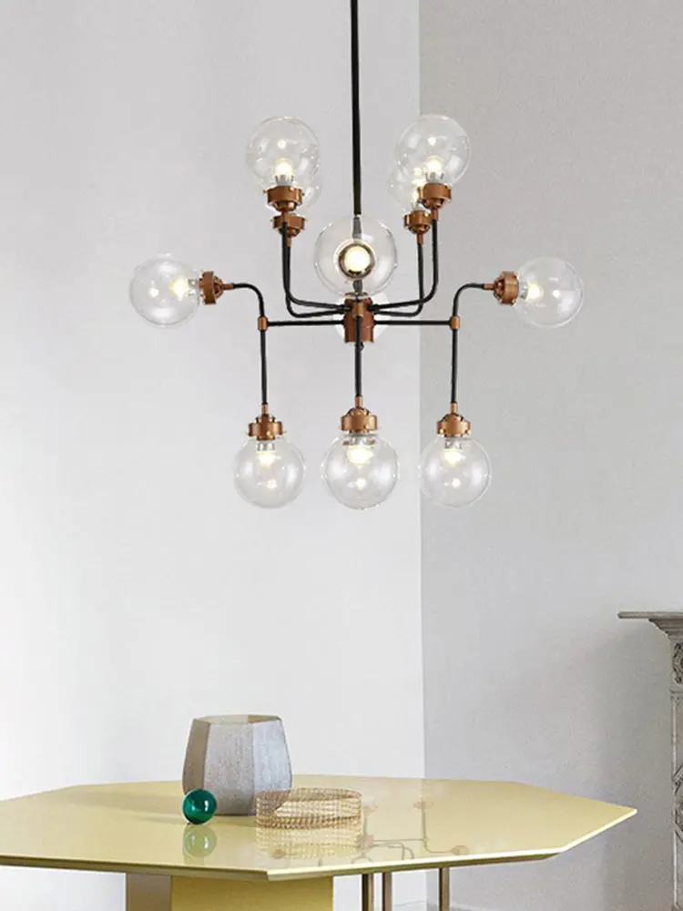 Винтажная Люстра для гостиной черная лампа Скандинавское стекло абажур