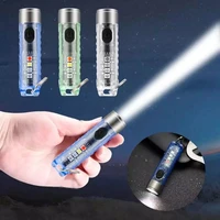 fluorescent mini flashlight keychain stainless steel water proof ultraviolet rays usb fast charging outdoor camping tent travel
