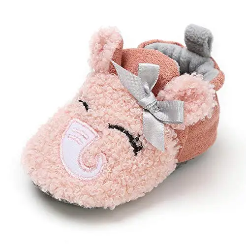 A-pink Elephant Нескользящие прогулочные тапочки для маленьких мальчиков и девочек; носки; обувь; домашние мокасины для новорожденных с мягкой подошвой - Цвет: A-pink Elephant