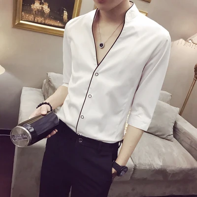 Мужская Летняя Облегающая рубашка с цветочным рисунком модель 2020 года | одежда