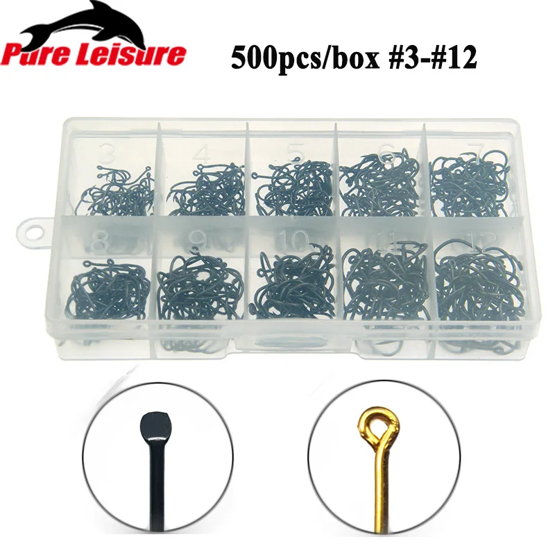 Pureleisure 500 штук/кор. рыболовный крючок из высокоуглеродистой стали #3 #12 рыболовные