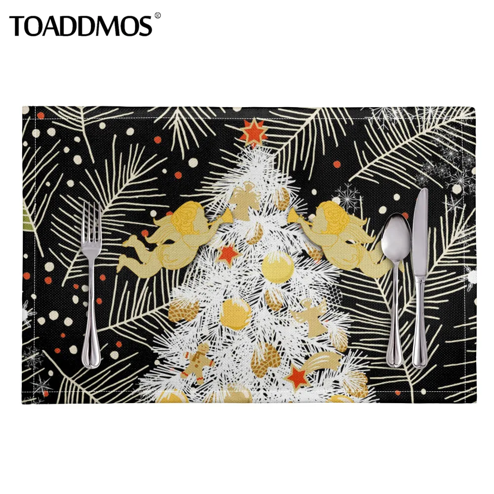 

TOADDMOS Рождественская елка, дизайн, домашний обеденный стол, подставки, милые кухонные коврики для дома, украшение для ресторана, рождественс...