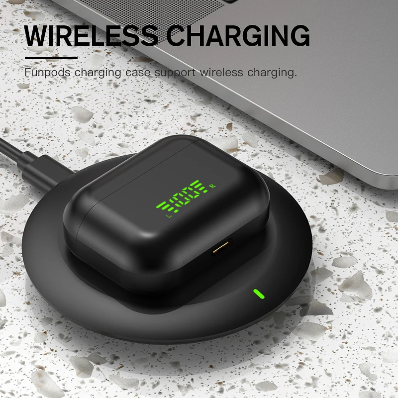 iKF Funpods Wireless Earbuds Gaming Noise Canceling Touch Control TWS Bluetooth 5.1 400mAh Waterproof Bass Earphone Black 2