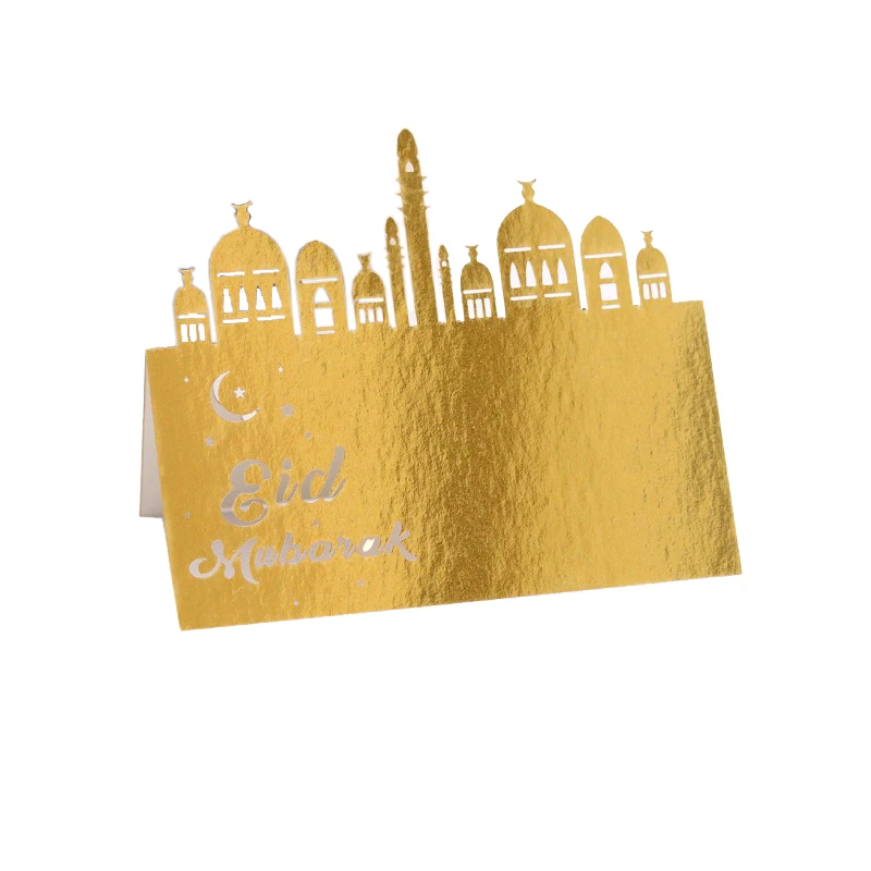 Gold Palace Style Table Card Laser Festival Cards Eid Mubarak Names Seat Cards 5 Colors For Choosing