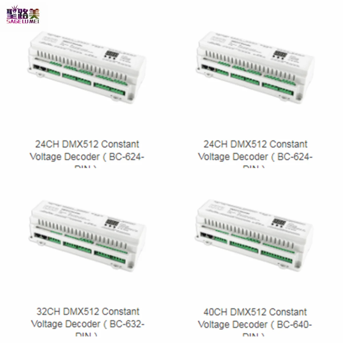 DC12V-24V 24CH 32CH 40CH DIN Rail DMX512 Decoder RJ45 Terminal Block DMX TO PWM 8/16bit For LED Single color CCT RGB RGBW  Lamp