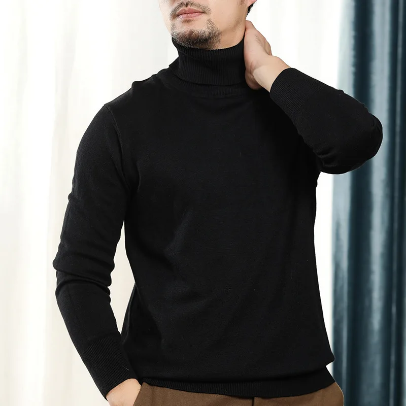 

New 2020 Men's Turtleneck, Men's Pullover, Fashion Coat, Solid Color Top, Base Top