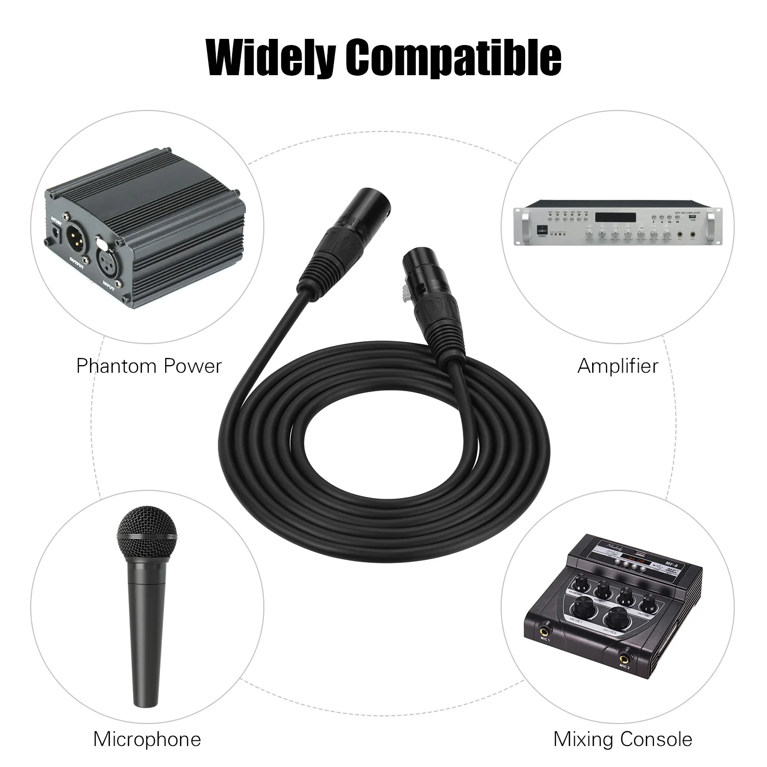 

Ggiant Microphone Cable XLR Male to Female 3 Pin Connectors Cords for Microphones Mixing Console Speaker Systems 5m/16.4ft