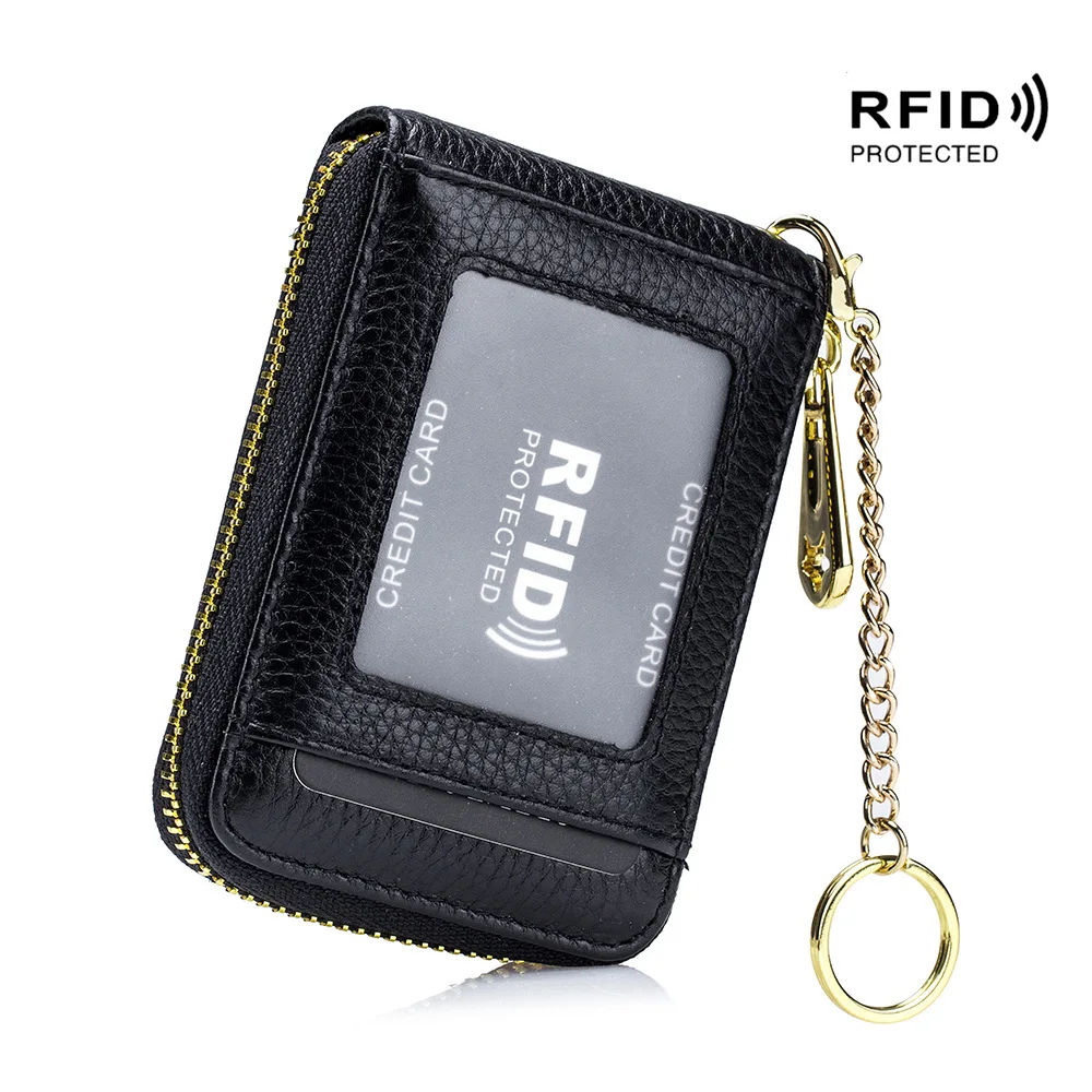 Card Holder Anti Rfid Protect Small Luxury Leather Women Men Travel Outdoor Wallet Purse Id Credit Bank Key Loop Fashion Brand | Багаж и