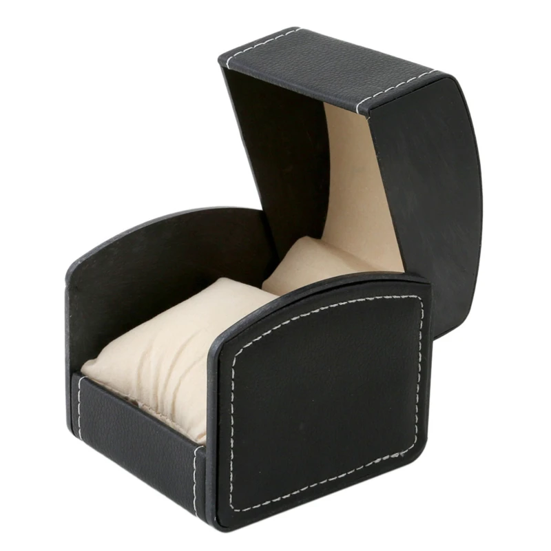 

Fashion Jewelry Display Gift Box Single Watch Box Artificial Leather Square Case Pillow Pad Portable Size Storage Box 2 Colors