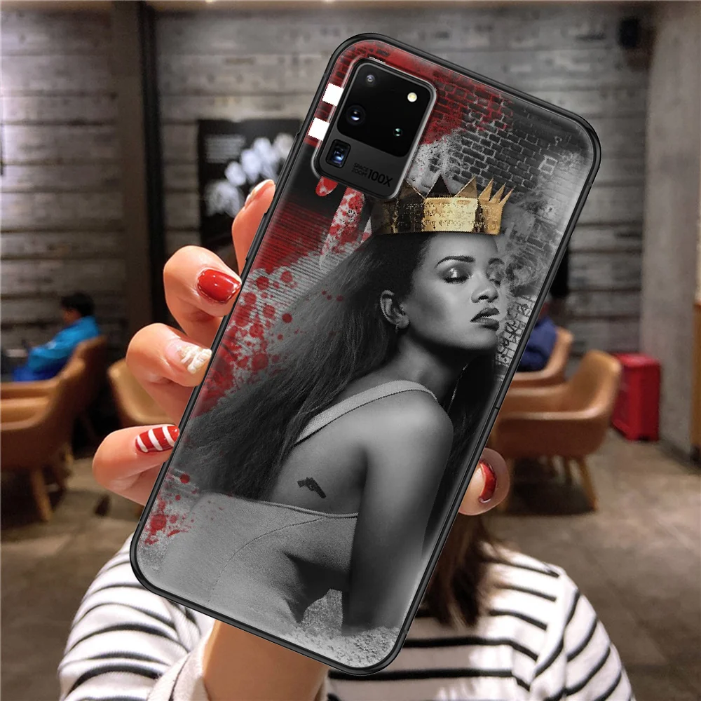 

girl Singer Rihannaes Phone case For Samsung Galaxy Note 4 8 9 10 20 S8 S9 S10 S10E S20 Plus UITRA Ultra black soft funda 3D