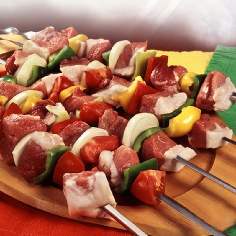 

Шпажки Kabob из нержавеющей стали, плоские металлические шампуры для барбекю, 20 шт., 30 см, с трубкой для хранения, многоразовые палочки для приг...