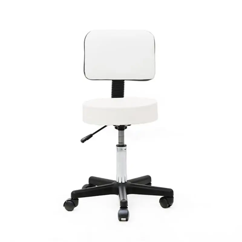 

【USA READY STOCK】Round Shape Plastic Adjustable Salon Stool with Back White durable and safe