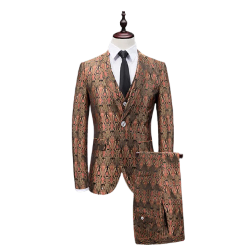 

3 Pcs / 2 Pcs Suit Mens New Pattern Luxury Suit One Button Stage Tuxedo 3x L-m