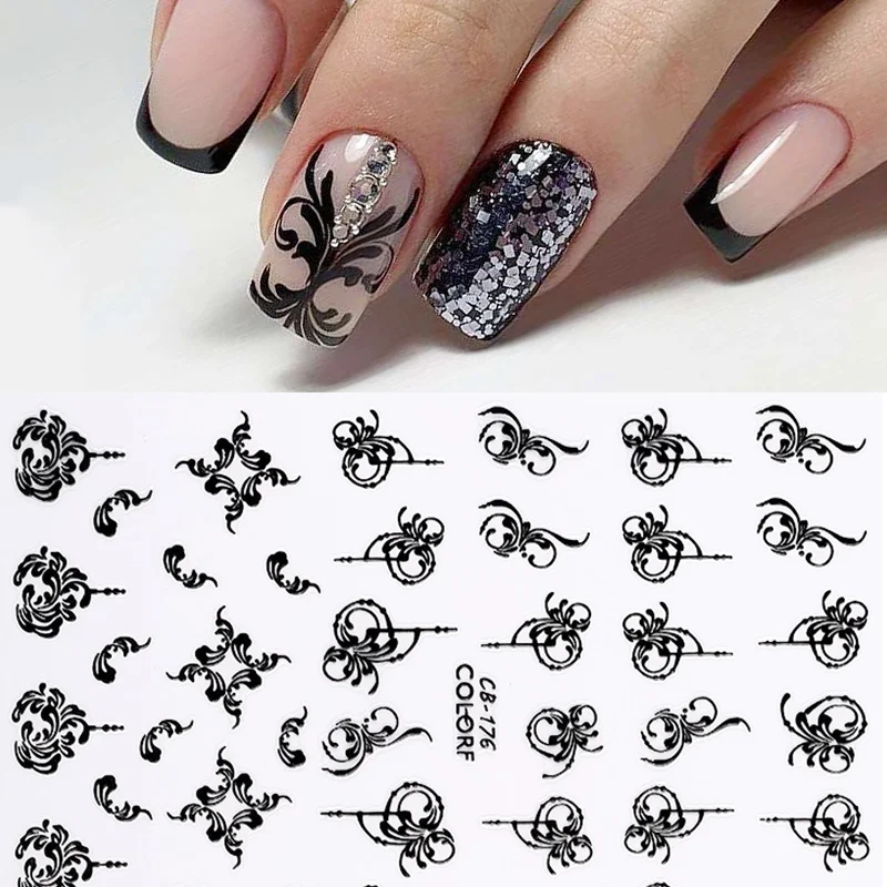 1 шт. черные наклейки для ногтей бумажные 3D линии Переводные милые украшения