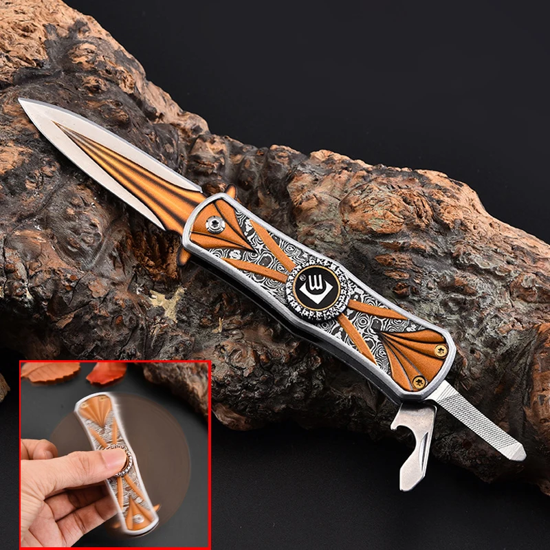 

New Folding Blade Knife Gyro Type Outdoor Hunting Knife Pocket Knife EDC Tool Father Best Gift for Camping Tools Survival Knives