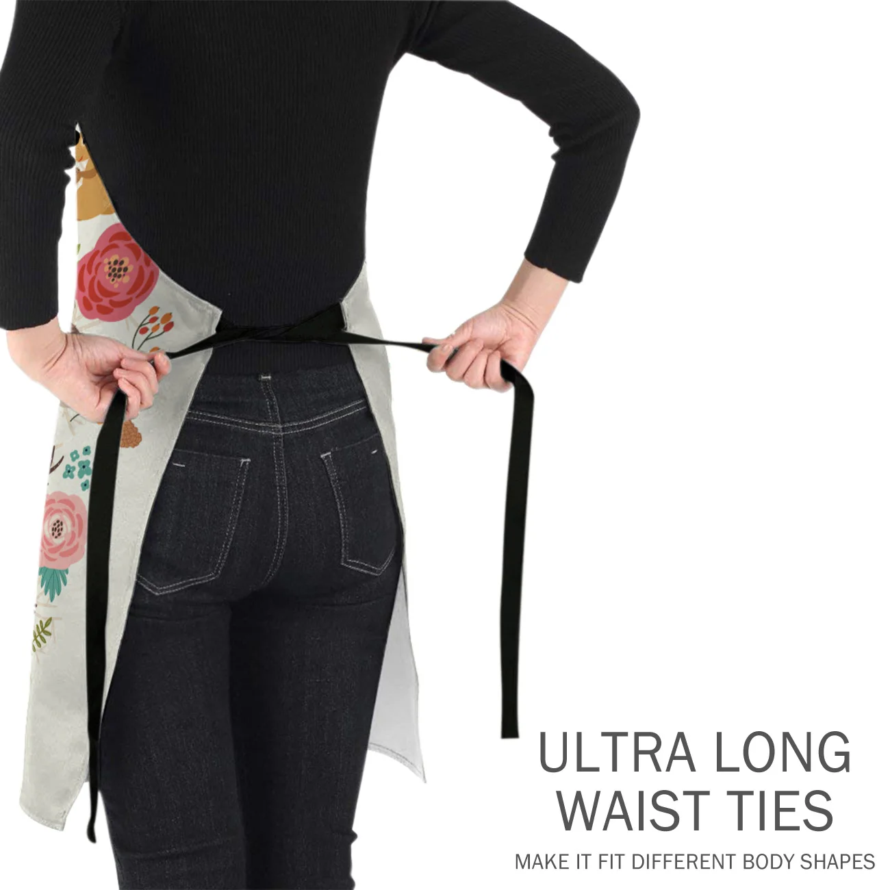 Кухонный Фартук животный венок мультяшный олень лиса белка регулируемый