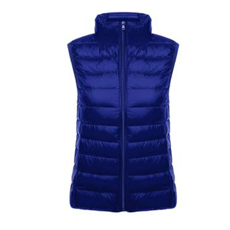 Женская Осенняя однотонная парка с капюшоном без рукавов 93% пух женская теплая