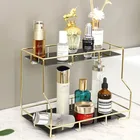 Скандинавская полка для ванной комнаты, Настольный органайзер для хранения косметики, 2-Ярусный поднос, туалетный столик, полка для отделки