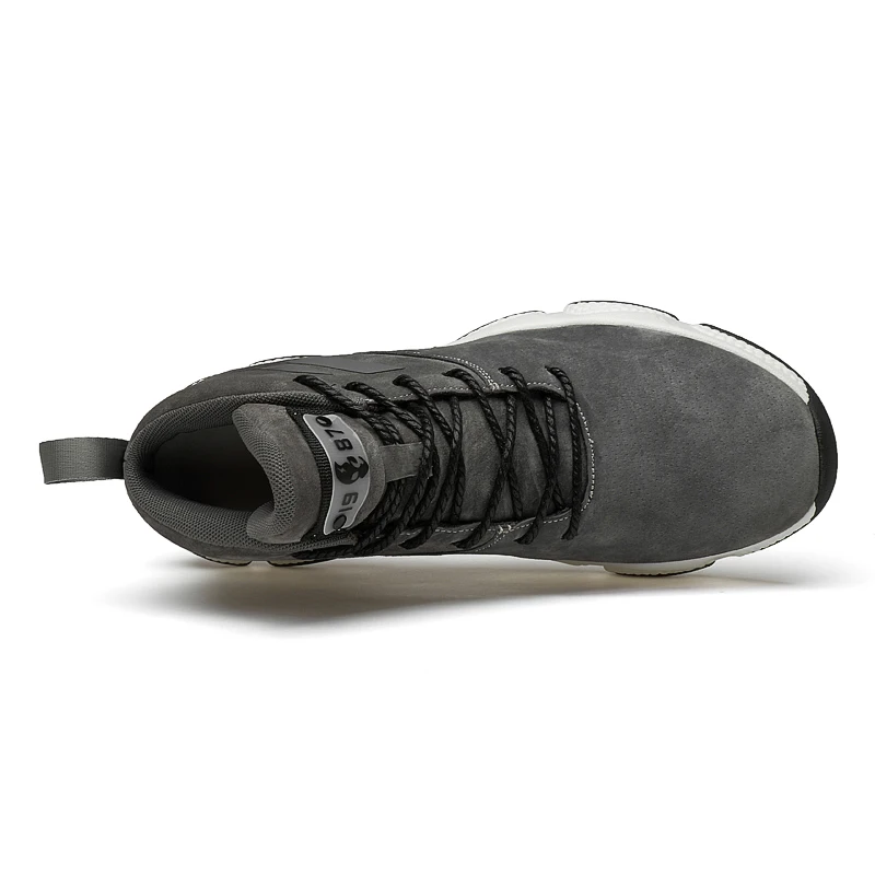 Murah Sepatu Lari Peningkatan 6-8Cm Musim Gugur Musim Dingin 2020 Sepatu Bot Lari Kualitas Tinggi Pergelangan Kaki Sneakers Jalan Jogging Abu-abu Hitam Pria