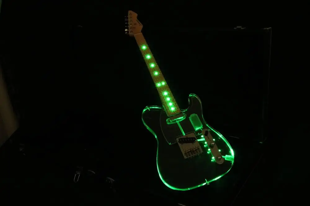 Акриловый корпус tl Электрогитара ra зеленая светодиодная лампа кленовый гриф