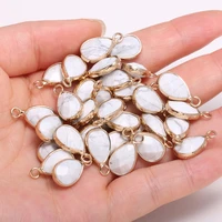 natural stone faceted white turquoises pendants water drop shape charms for jewelry making diy earring necklace accessories