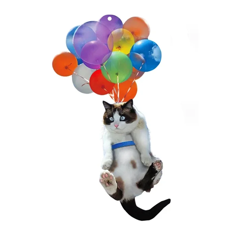 

Cat Car Hanging Ornament With Colorful Balloon Flying Cat Pendant Car Interior Decor Home Decor Decoration Backpack Keychain
