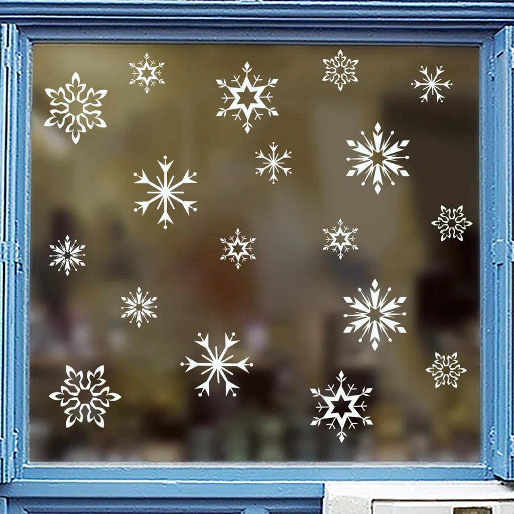 Настенная Наклейка для комнаты украшение Белая Снежинка Рождество лед снег