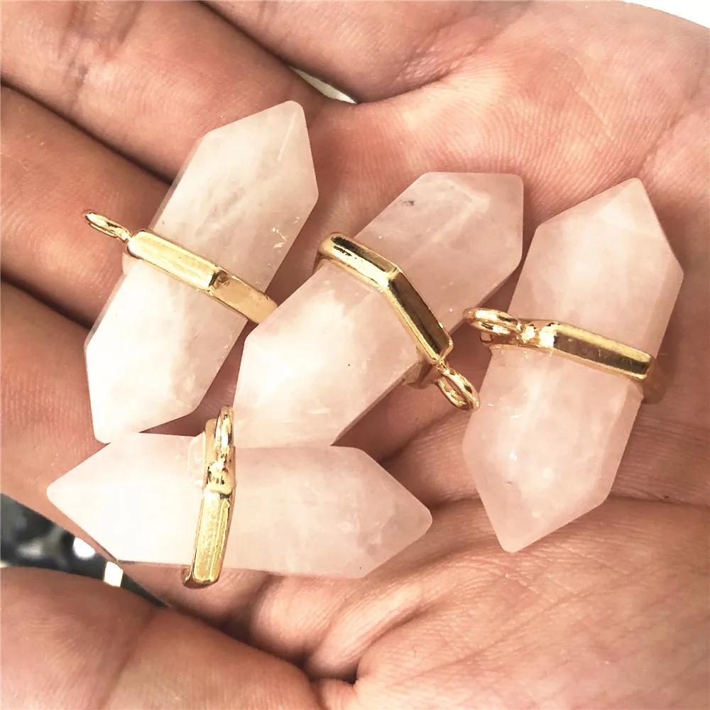 

5 шт., шестигранный соединитель из натурального розового кварца