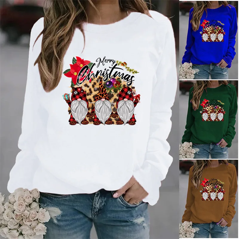 

Women's Casual Print Thermal Crewneck Long Sleeve T-Shirts Loosetee Shirt A Manche Longue Hiver Femme