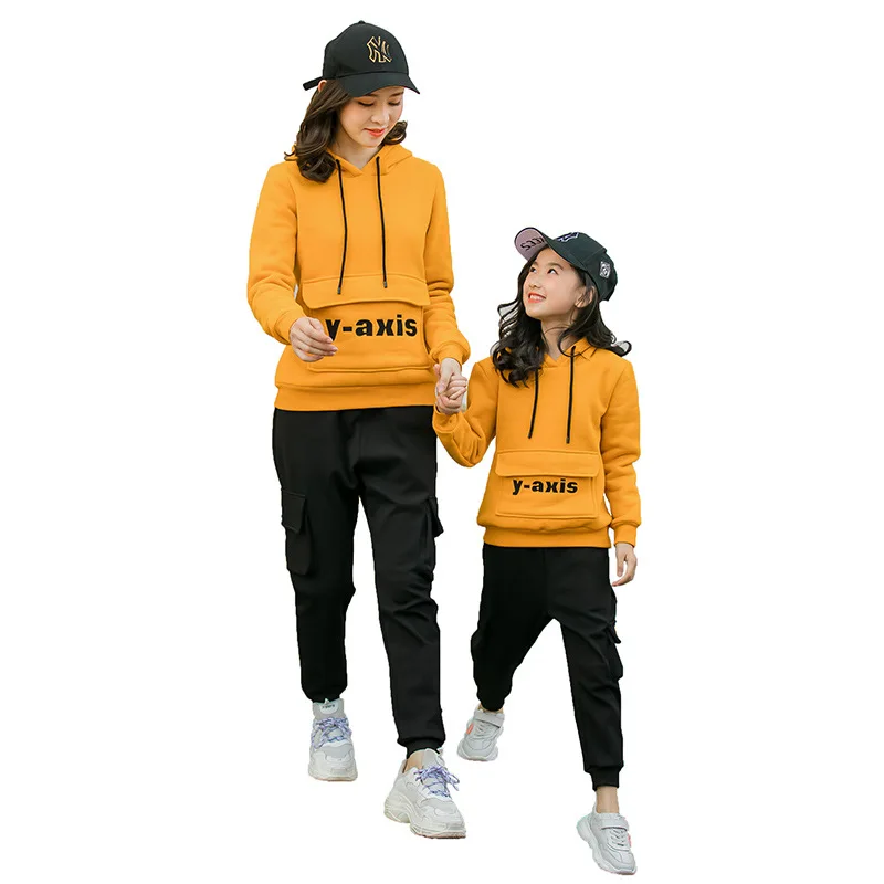 Зима 2019 одежда для отца рубашки толстовки с капюшоном папы сына и мини Одинаковая