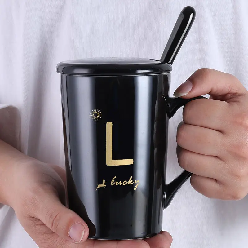 Керамическая чашка кружка с крышкой и ложкой Мужская Женская Студенческая