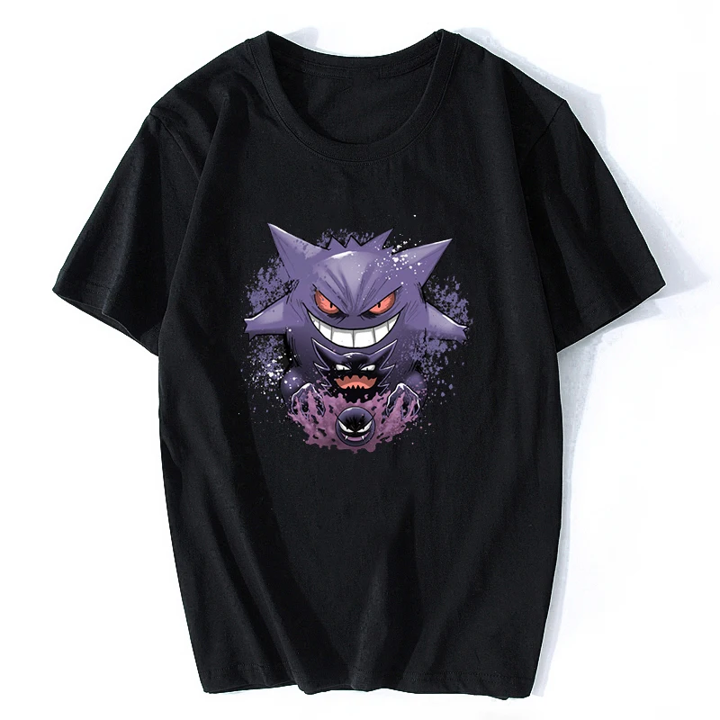 Gengar Evolution черная футболка мужская с принтом Повседневная Уличная Harajuku Футболка