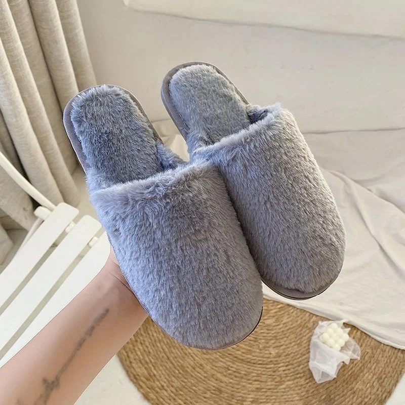 

Зимние женские тапочки, модные из искусственного меха, теплые бахилы, плоская обувь, женские тапочки, четыре цвета на выбор плюшевые Тапочки