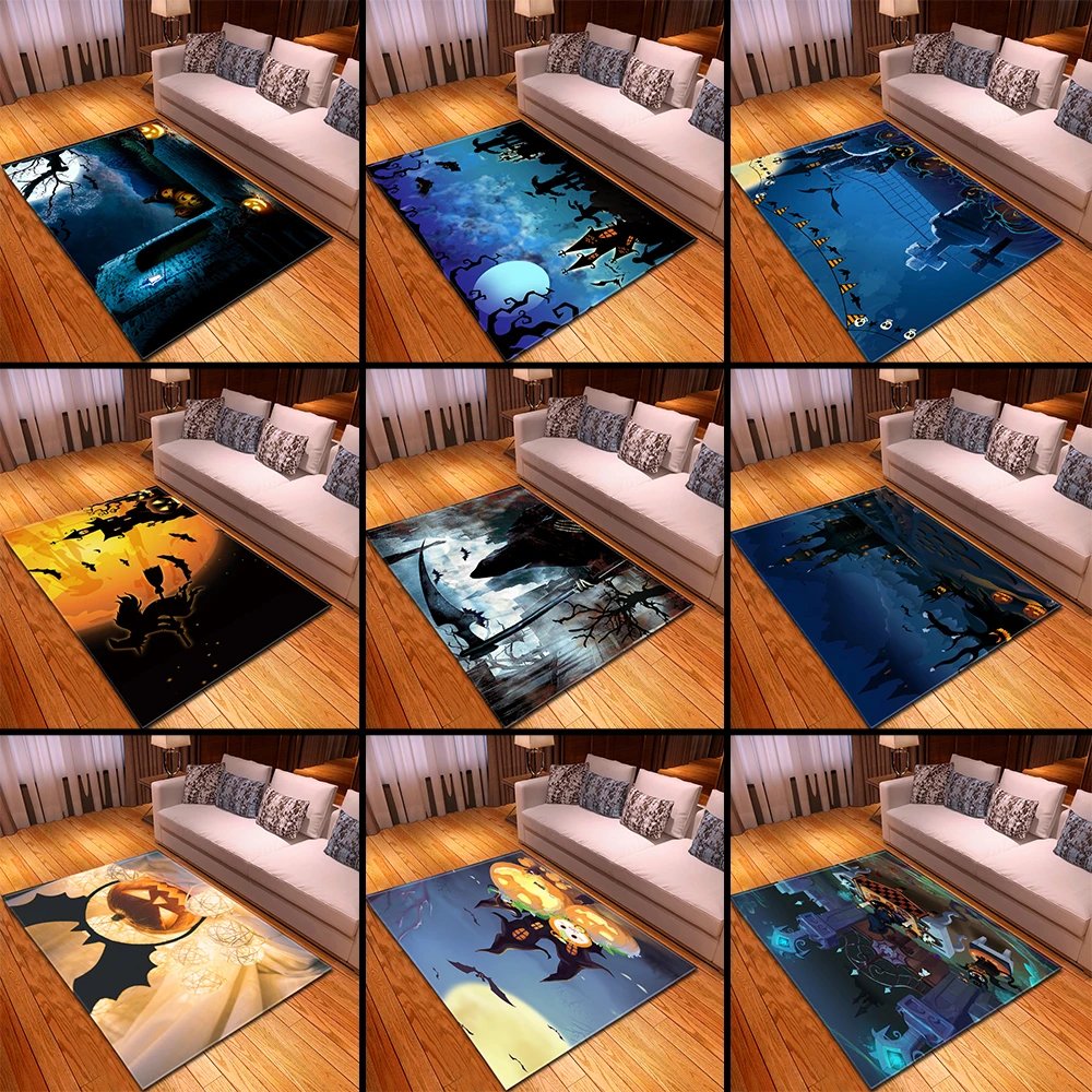 Ковры для гостиной на Хэллоуин фланелевые Противоскользящие коврики украшения