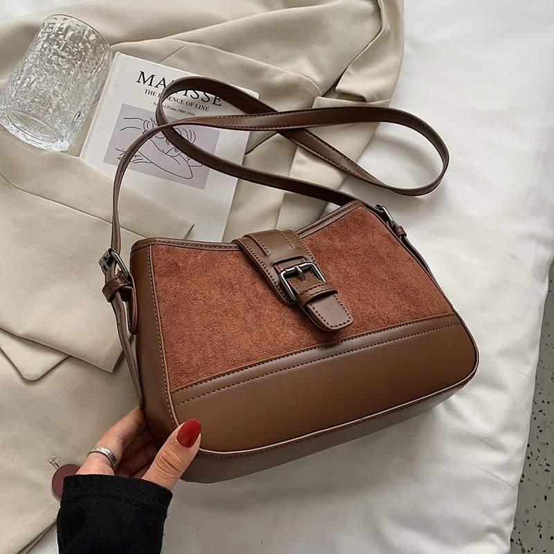 

SWDF New Bag Designer Scrub PU Leather Crossbody Bags for Women 2022 Winter Travel Branded Trendy Shoulder Handbag and Purses