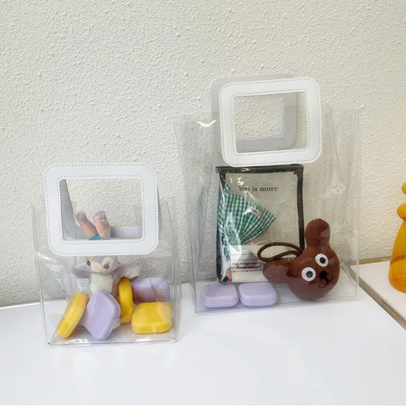 

Women Transparent Handbags Summer Beach Vacation Ladies Jelly Cosmetic Beauty Bags Fashion Pvc Student Girls Small Tote